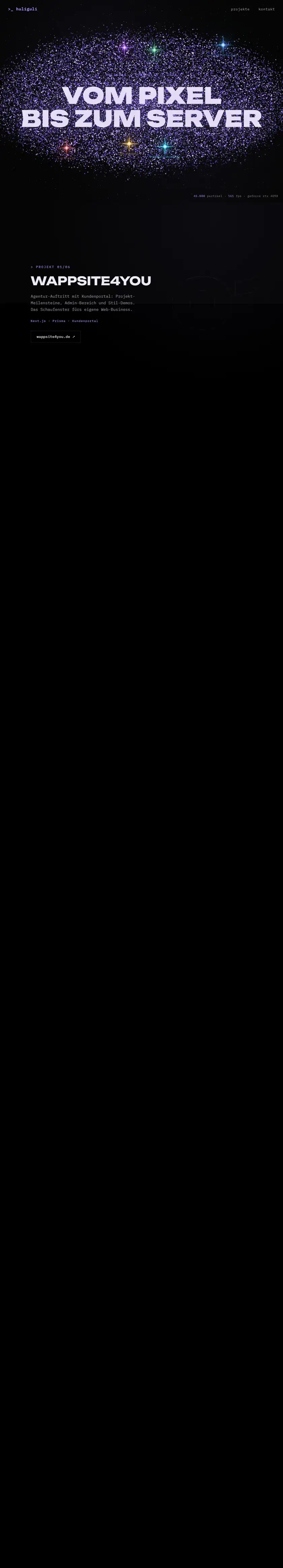 Full capture of the live site huliguli.wappsite4you.de, taken 11 Aug 2026
