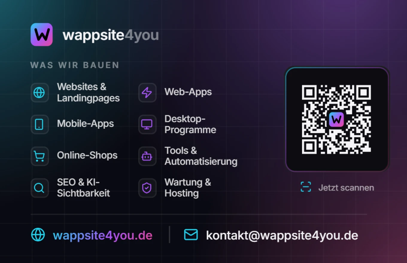Rückseite der wappsite4you-Visitenkarte